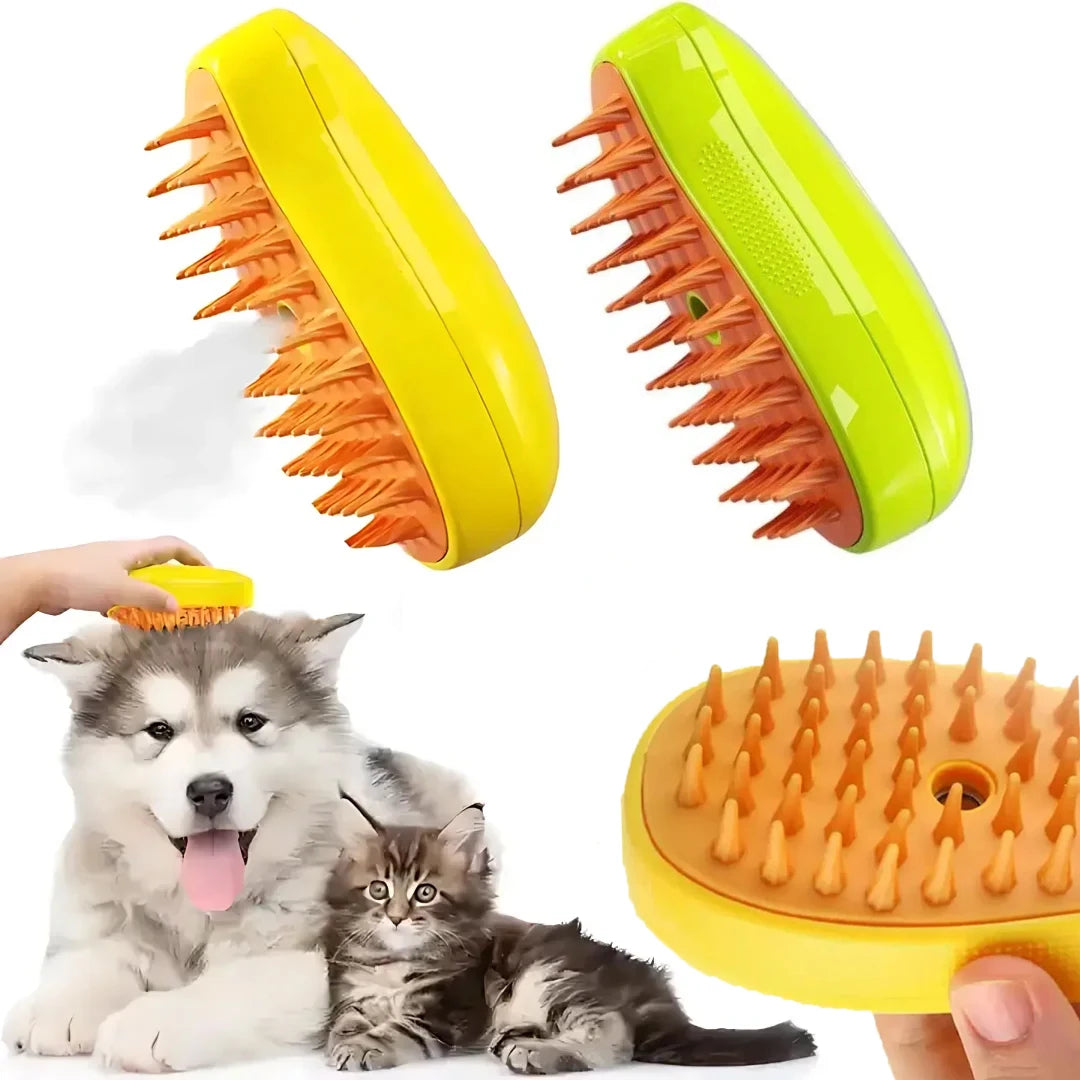 Electric brush with pet hair spray