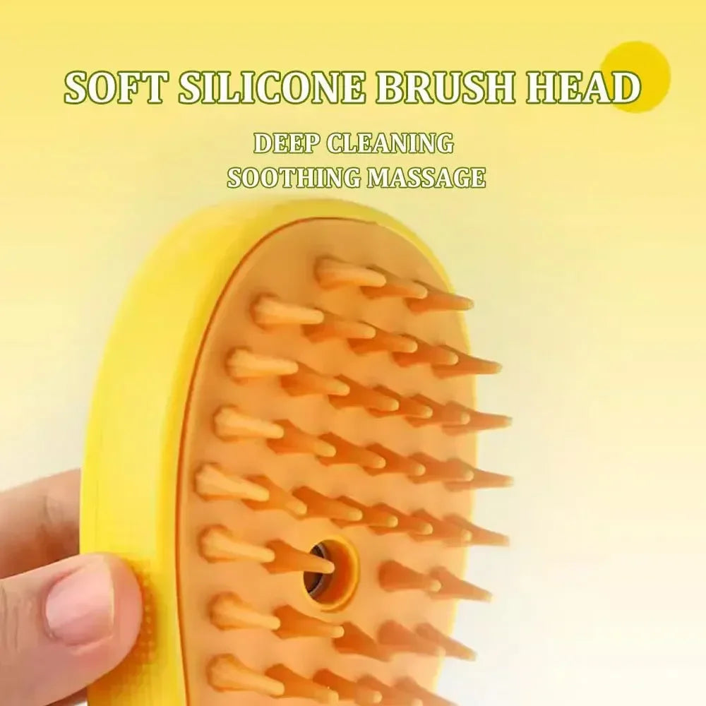 Electric brush with pet hair spray