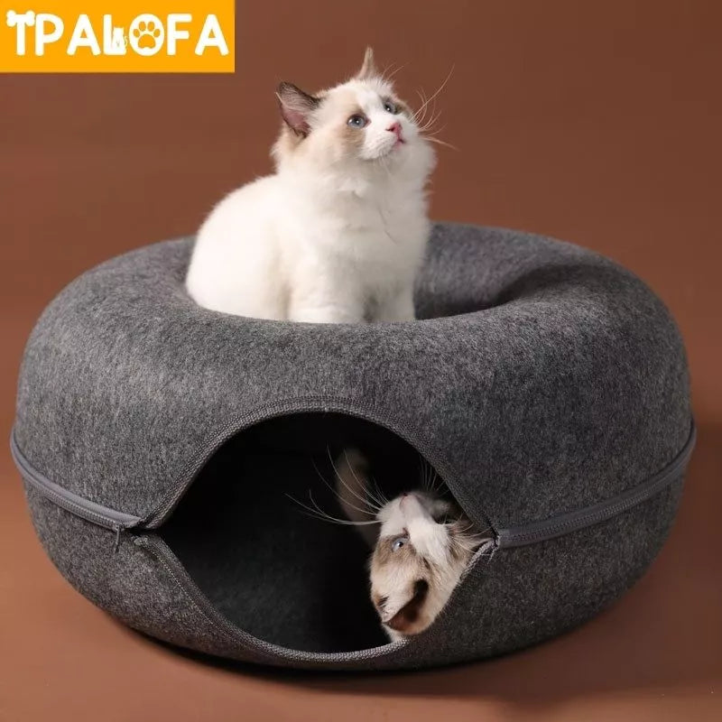 Round cat nest and tunnel